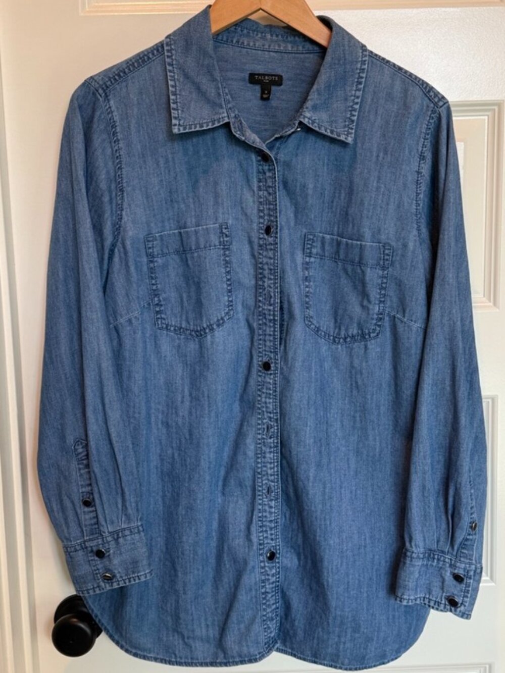 Talbots Denim Button Shirt - Down Medium Wash - size X